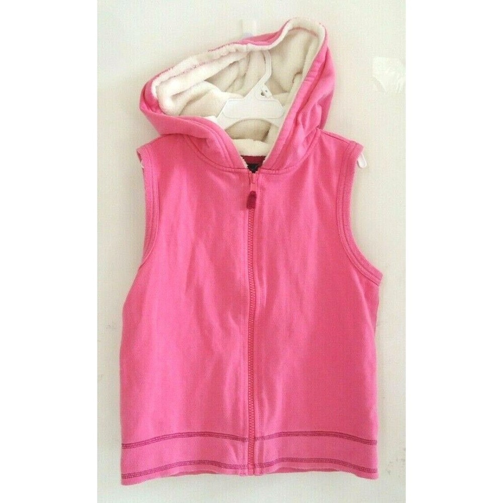 Girl's Vest Hooded Pink Ivory Zipper Front Size 10/12 Soft